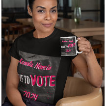 Kamala Harris T-Shirt. Black with pink font. T-Shi