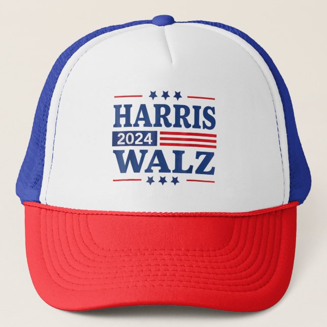 Kamala Harris Tim Waltz Walz 2024 Harris Waltz 24 Trucker Hat (Front)