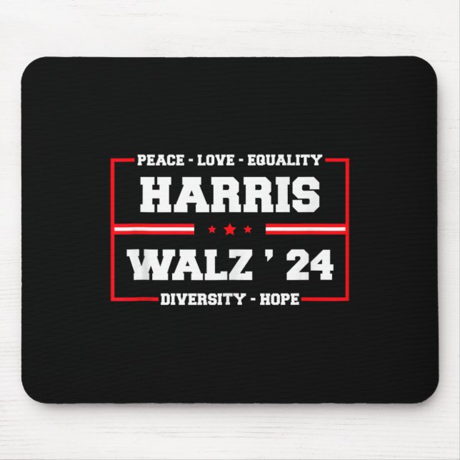 Kamala Harris Tim Walz 2024 Peace Lgbt Harris Walz Mouse Mat (Front)