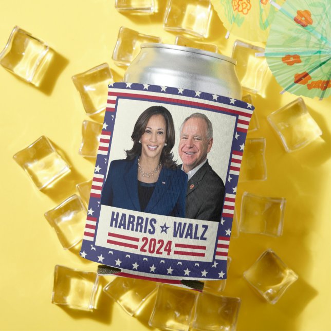 Kamala Harris Tim Walz 2024 President Vice Photos Can Cooler (In Situ Summer)