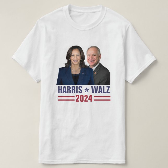 Kamala Harris Tim Walz 2024 President Vice Photos T-Shirt (Design Front)