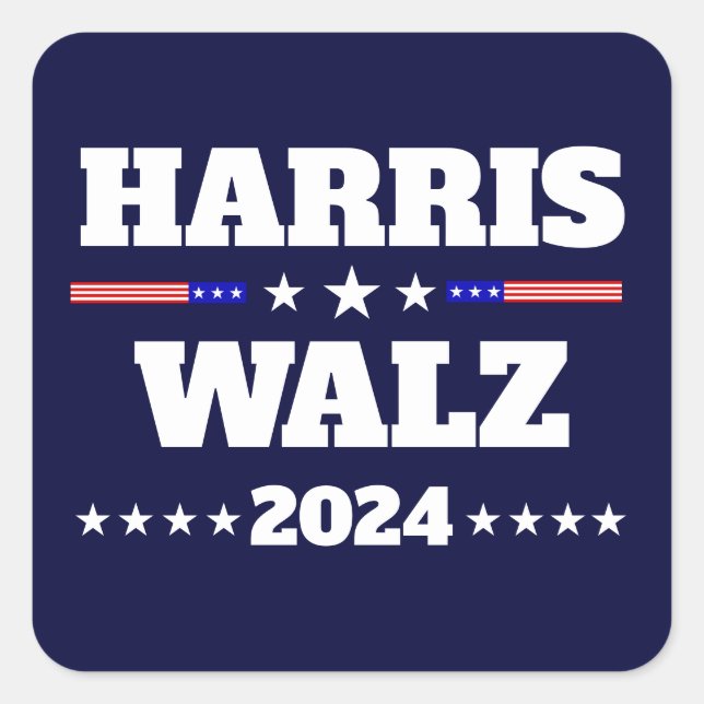 Kamala Harris Tim Walz 2024 US President Campaign Square Sticker (Front)