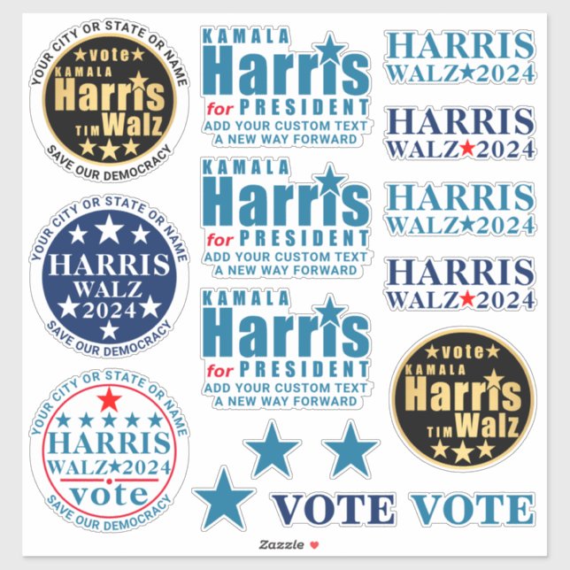 Kamala Harris Tim Walz Assortment 16 Political (Sheet)