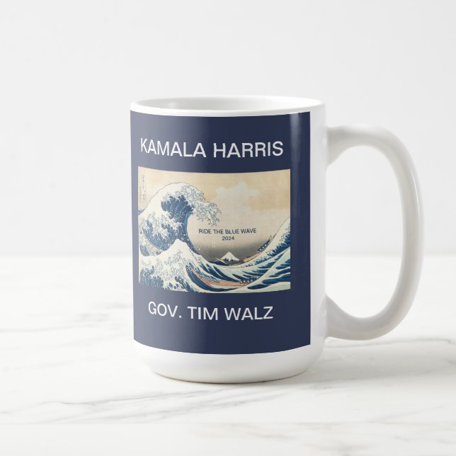 KAMALA HARRIS TIM WALZ BLUE WAVE 2024  COFFEE MUG (Right)