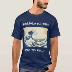 KAMALA HARRIS TIM WALZ BLUE WAVE T-Shirt