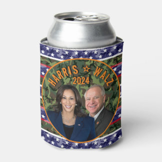 Kamala Harris Tim Walz President Vice Photos Camo Can Cooler