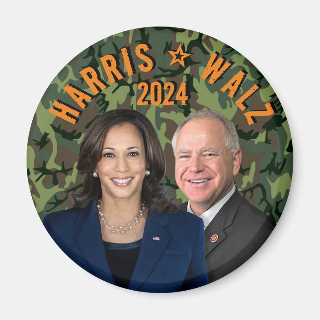 Kamala Harris Tim Walz President Vice Photos Camo Magnet (Front)