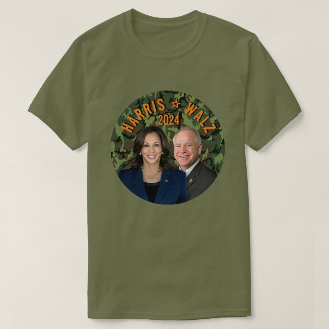 Kamala Harris Tim Walz President Vice Photos Camo T-Shirt (Design Front)