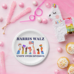 Kamala Harris Tim Walz Unity Over Division Paper Plate