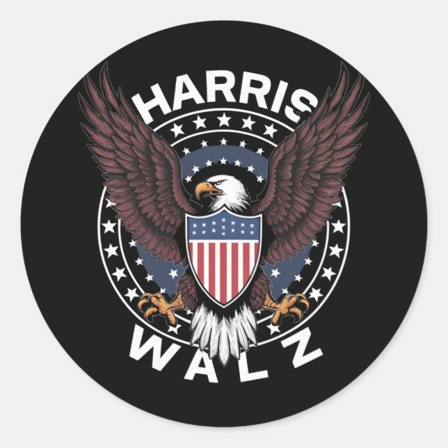 Kamala Harris Tim Walz Waltz 2024 Election Classic Round Sticker (Front)