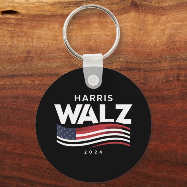Kamala Harris Tim Walz Waltz 2024 Election Key Ring (Front)