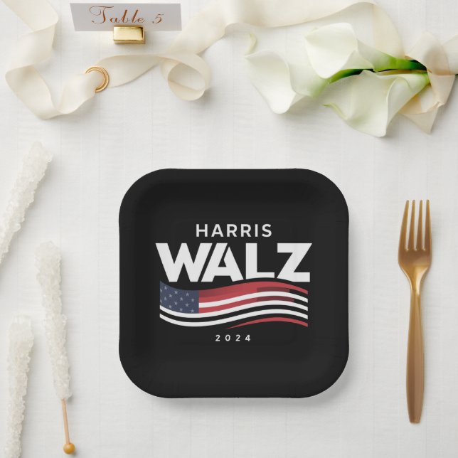Kamala Harris Tim Walz Waltz 2024 Election Paper Plate (Wedding)