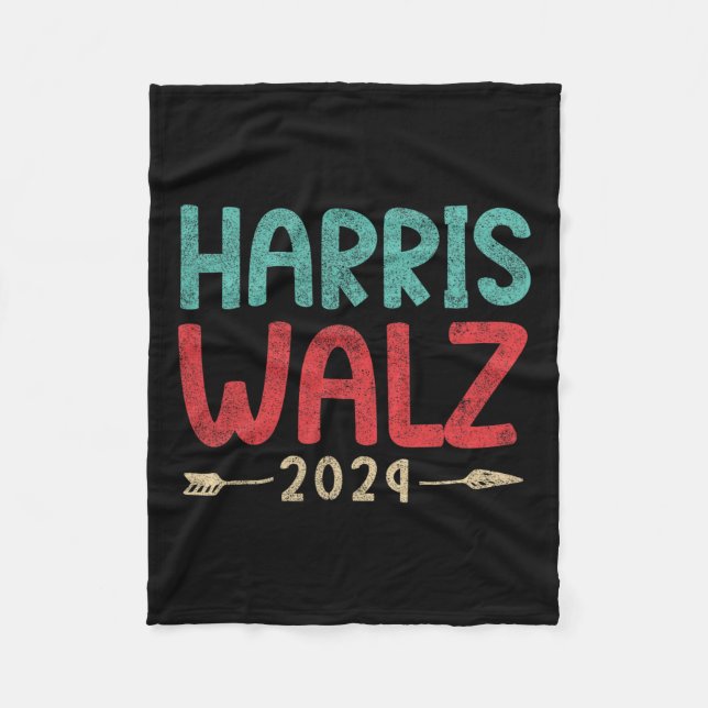 Kamala Harris Tim Walz Waltz Harris Walz Waltz 202 Fleece Blanket (Front)