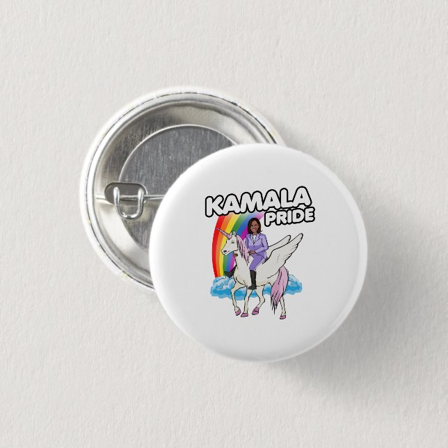KAMALA HARRIS UNICORN PRIDE 3 CM ROUND BADGE (Front & Back)