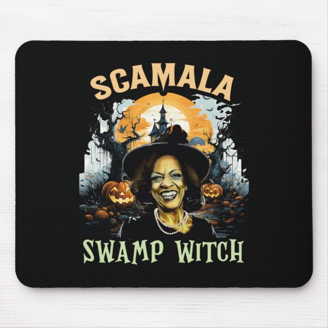 Kamala Harris Unmasked Swamp Witch Halloween 2024  Mouse Mat (Front)