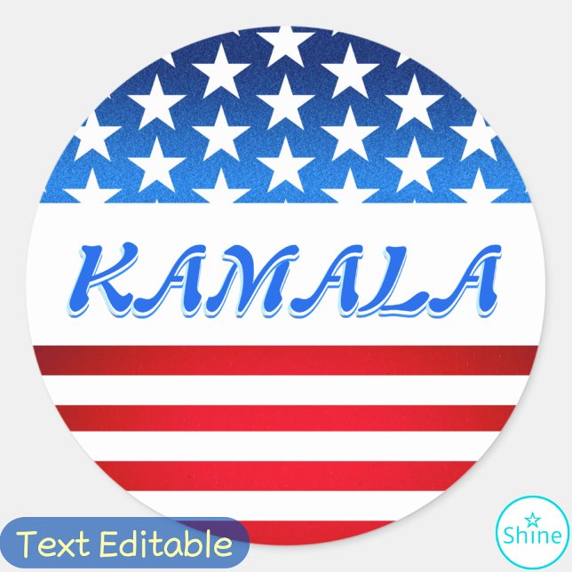 Kamala Harris USA Flag Custom Text Elections 2024 Classic Round Sticker (Creator Uploaded)