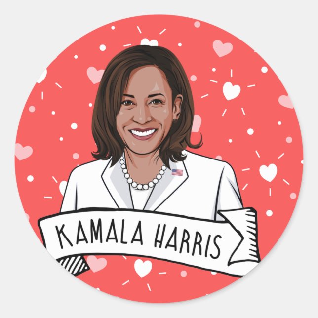 Kamala Harris Valentine's Day Classic Round Sticker (Front)
