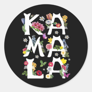 Kamala Harris Vintage Floral Cat Letters President Classic Round Sticker