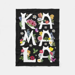 Kamala Harris Vintage Floral Cat Letters President Fleece Blanket