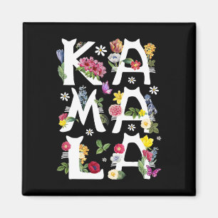 Kamala Harris Vintage Floral Cat Letters President Magnet