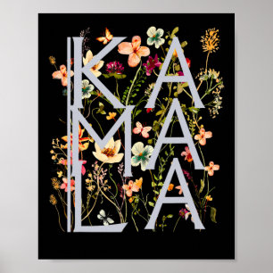 Kamala Harris Vintage Floral Feminine First Female Poster