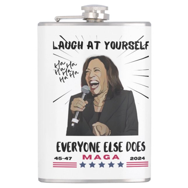 Kamala Harris Vinyl Wrapped Flask (Front)