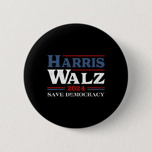 Kamala Harris Waltz 2024 Election Save Democracy 6 Cm Round Badge