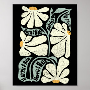 Kamala Harris Waltz Hand Drawn Flower Brighter Tom Poster