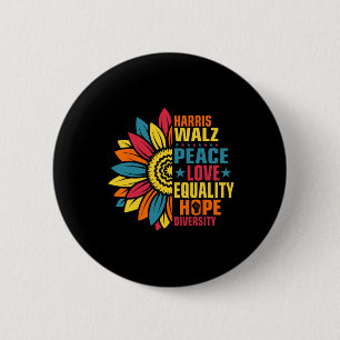 Kamala Harris Waltz Peace Love E Hope Diversity 6 Cm Round Badge