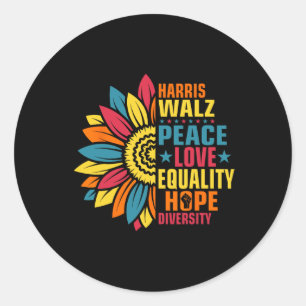 Kamala Harris Waltz Peace Love E Hope Diversity  Classic Round Sticker