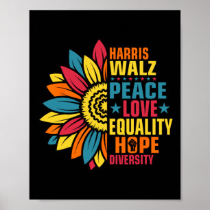 Kamala Harris Waltz Peace Love E Hope Diversity Poster