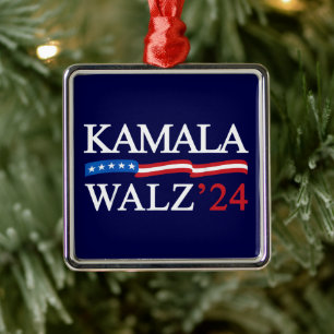 Kamala Harris Walz 2024 Obviously Blue Metal Tree Decoration