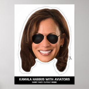KAMALA HARRIS WITH AVIATORS CUTOUT MASK POSTER