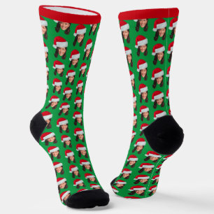 Kamala Harris with Christmas Santa Hat - red green Socks