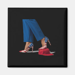 Kamala Harris With High Heels Stepping On Red Hat Magnet