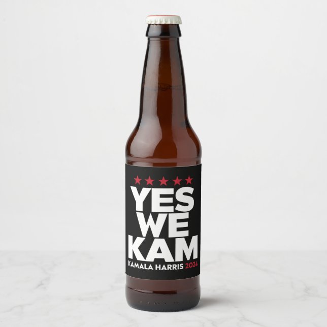 Kamala Harris Yes We Kam for US President 2024  Beer Bottle Label (Front)