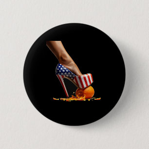 Kamala Heels Stepping On Orange 6 Cm Round Badge