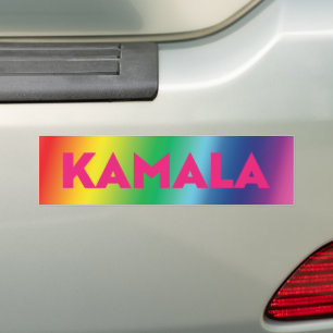 Kamala hot pink typography gradient rainbow pride bumper sticker
