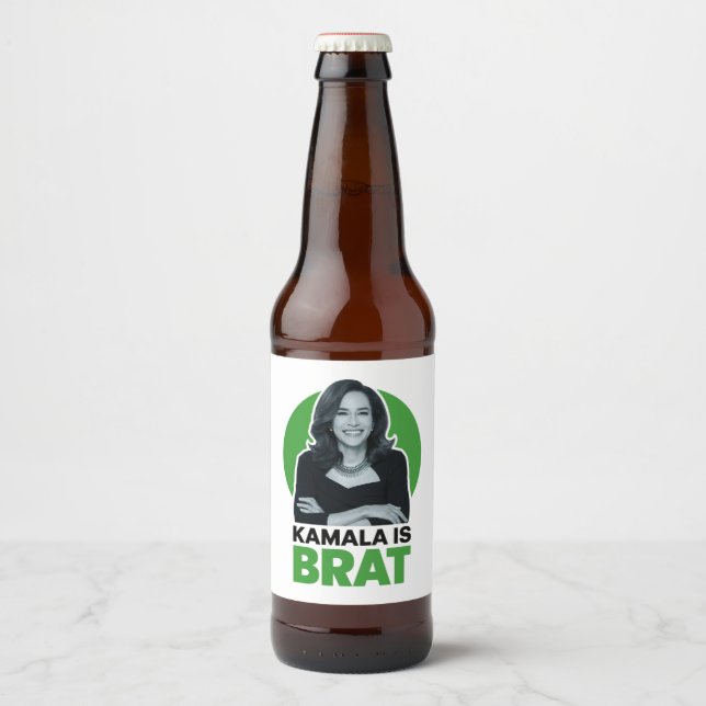 Kamala is Brat Funny Sarcastic  Beer Bottle Label (Front)