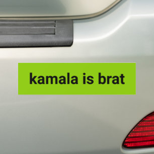 kamala is brat modern typography black lime green bumper sticker