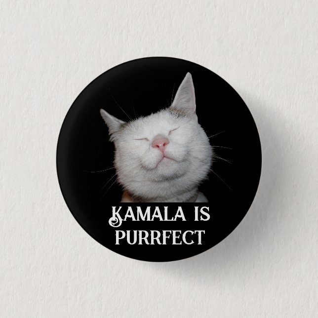Kamala is Purrfect  3 Cm Round Badge (Front)