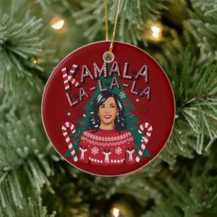Kamala-la-la-la Funny Christmas Kamala Harris Ceramic Tree Decoration