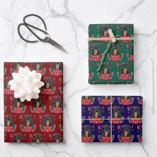 Kamala-la-la-la Funny Christmas Kamala Harris Wrapping Paper Sheet