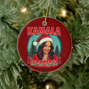 Kamala La La La Funny Christmas Santa Hat Xmas Ceramic Tree Decoration