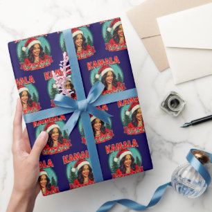 Kamala La La La Funny Christmas Santa Hat Xmas Wrapping Paper