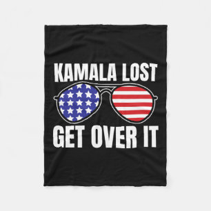 Kamala Lost Get Over It Funny Trump Victory Electi Fleece Blanket
