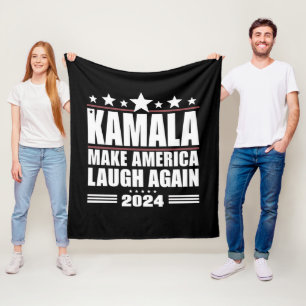 Kamala Make America Laugh Again American Flag 2024 Fleece Blanket