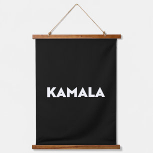 Kamala minimalist modern typography white black hanging tapestry