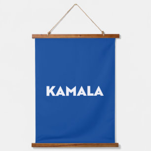 Kamala minimalist modern typography white blue hanging tapestry