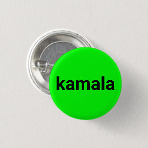 kamala minimalist text black neon green brat cool 3 cm round badge